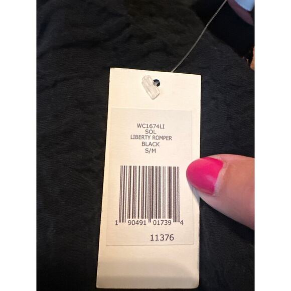 Eberjey Women's Sol Liberty Lace Trimmed Swim Cover-Up Romper Size S/M Black NWT - Picture 11 of 11